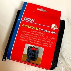 TRAVEL SMART Expandable Pocket Tote Black NEW STILL IN PACKAGING!